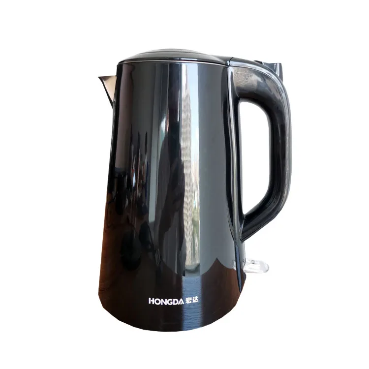 
Home appliances 1.8L black stainless steel double layer ironproof electric kettle 