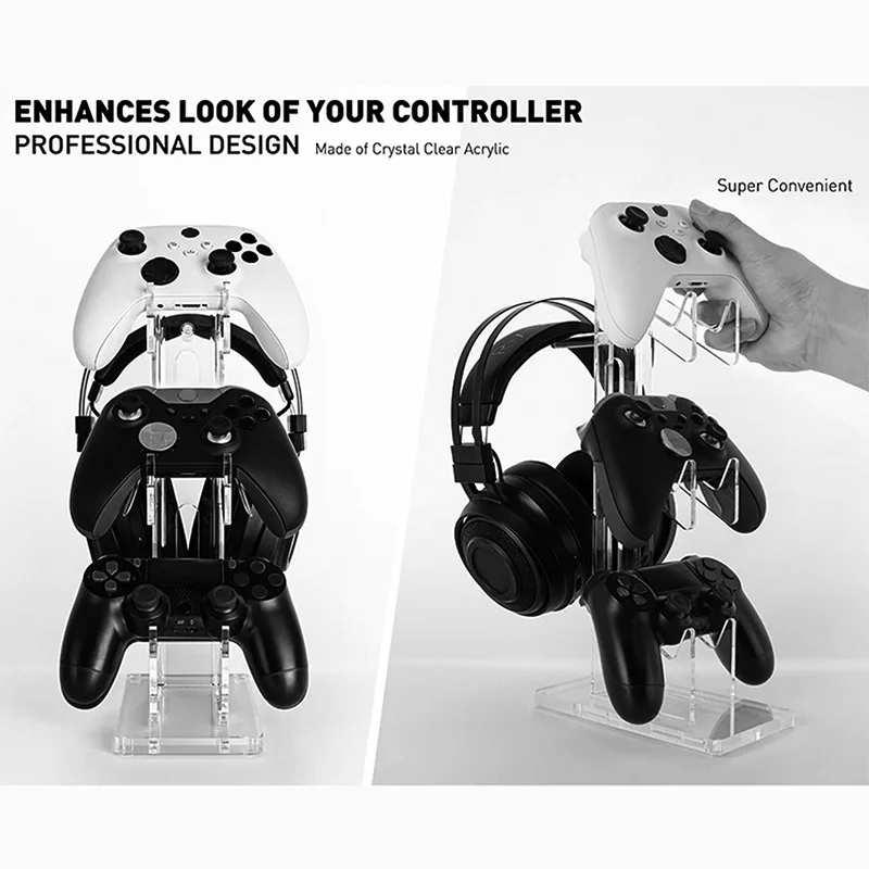 Universal 3 Tier Controller Holder and for PS5 Xbox ONE Switch Controller Stand Gaming Accessories Clear Acrylic Headset Stand