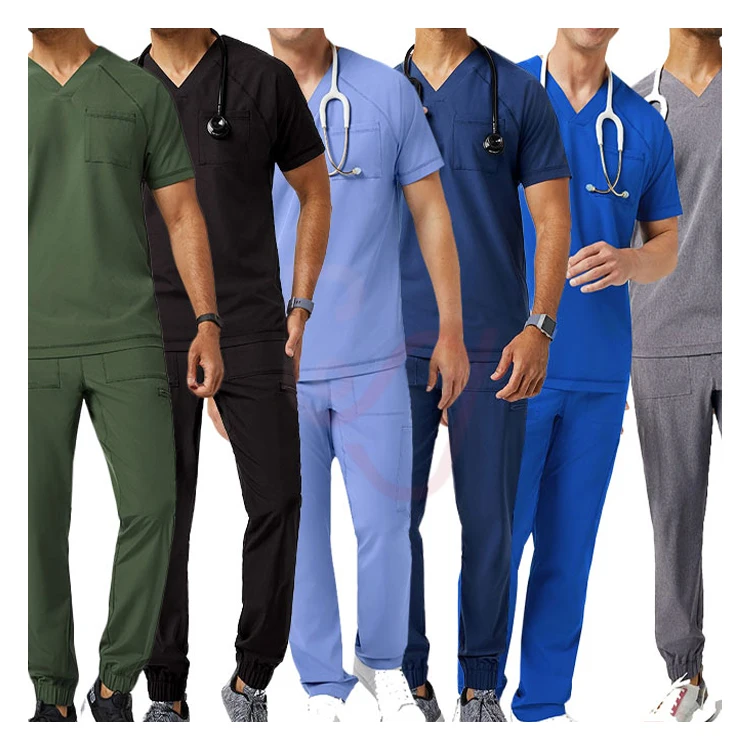 Fashionable Design Three Pocket Scrub Top Uniform Dental Uniforms Scrub Men Scrub Sets Uniform