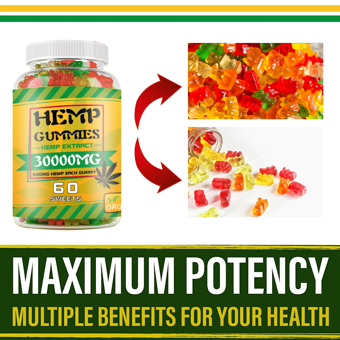 OEM/ODM Hemp gemmies Soothe Body High Potency Hemp Oil Vitamins Natural Fruit Flavored Gummy Omega 3 6 9