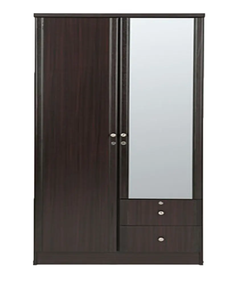 Wooden 2 Door Wardrobe with Mirror MDF Board Closet Wardrobe Bedroom Furniture Modern Design Furniture