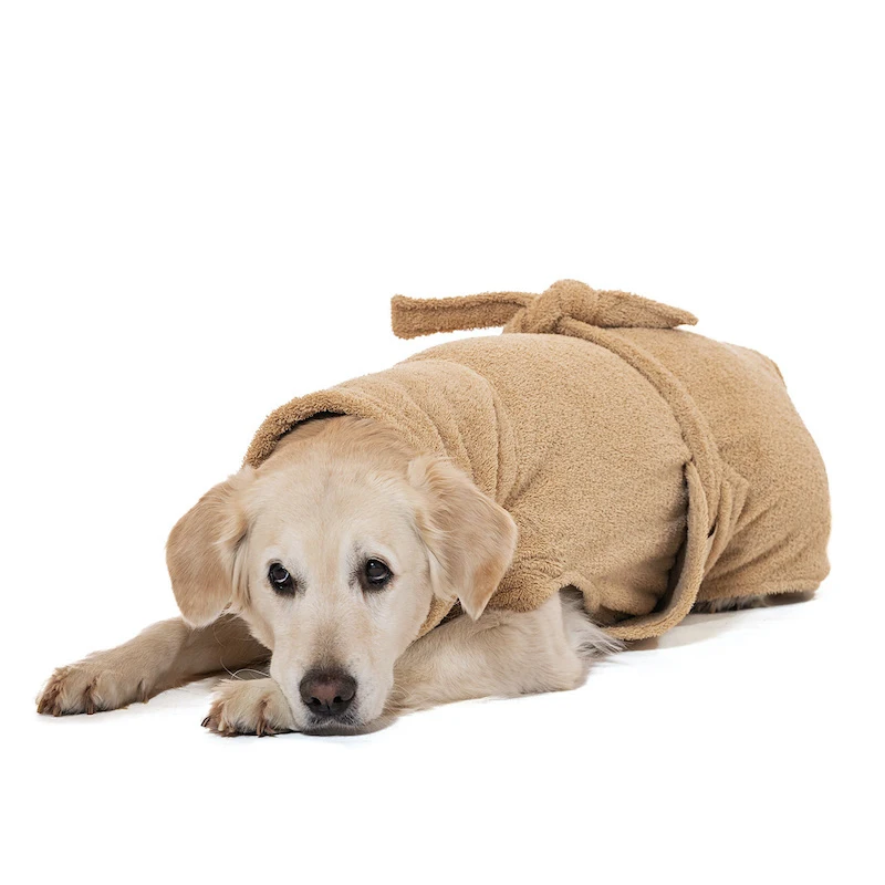 Wholesale Custom Machine Washable Large Luxury Designer Super Absorbent Soft Drying Coat Pet Dog Bathrobe Clothes