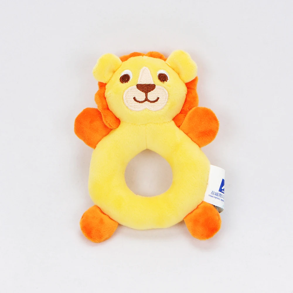 
Applique & Embroidered cute lovely animal hand bell plush high quality baby toys rattle 