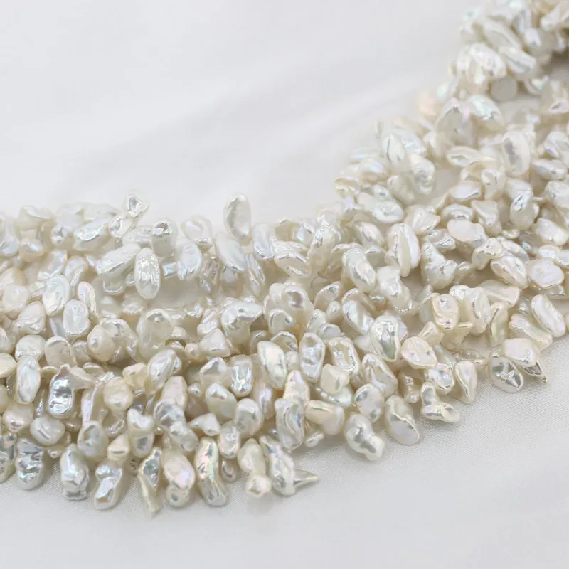 8-9mm good quality freshwater real natural irregular keshi reborn pearl bead strand
