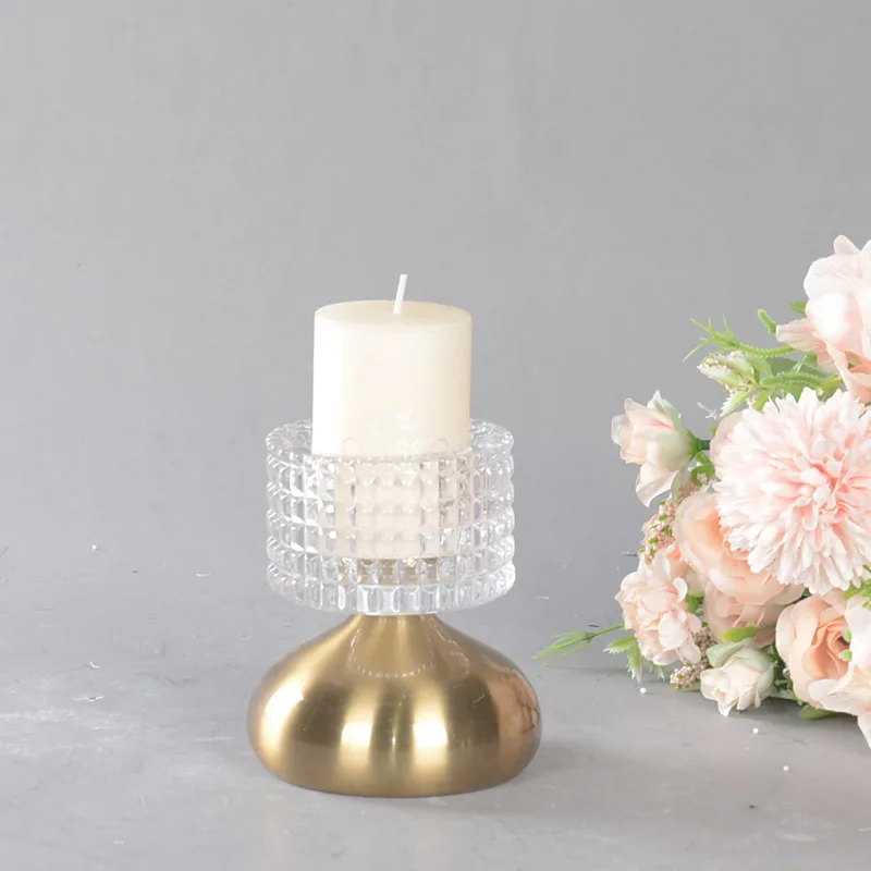 Glass Candle Holder Metal Candlestick Holder For Weddings Table Centerpieces Decoration