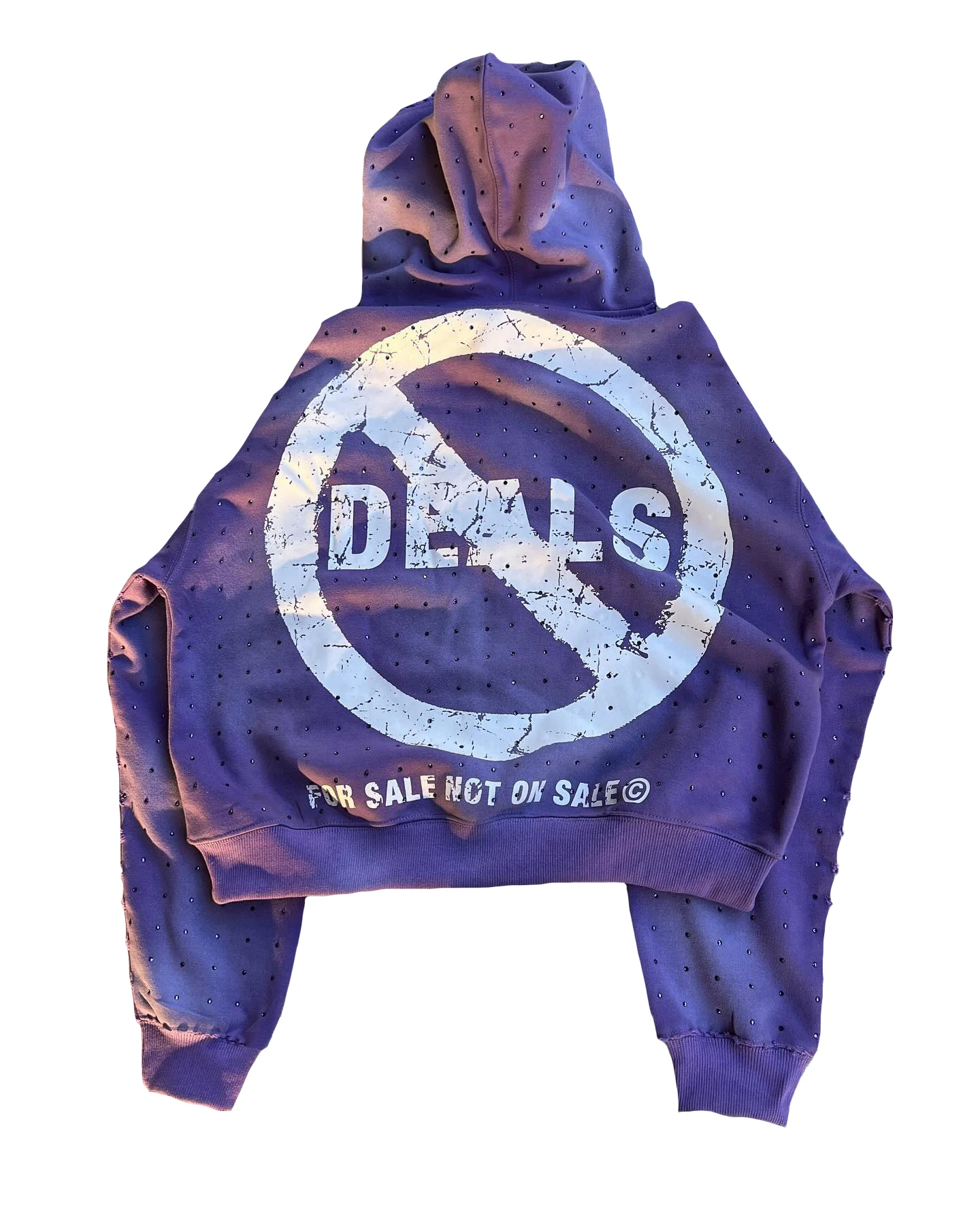 Custom Luxury Distressed French Terry Acid Wash Heavyweight Boxy Cropped Zip Up Rhinestone Hoodie Men