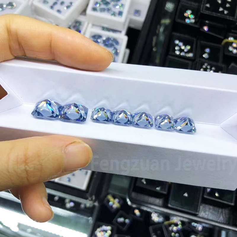 Discount wholesale price Dvvs  blue color1ct fancy moissanite Radiant cut  loose moissanite diamonds for jewelry makin
