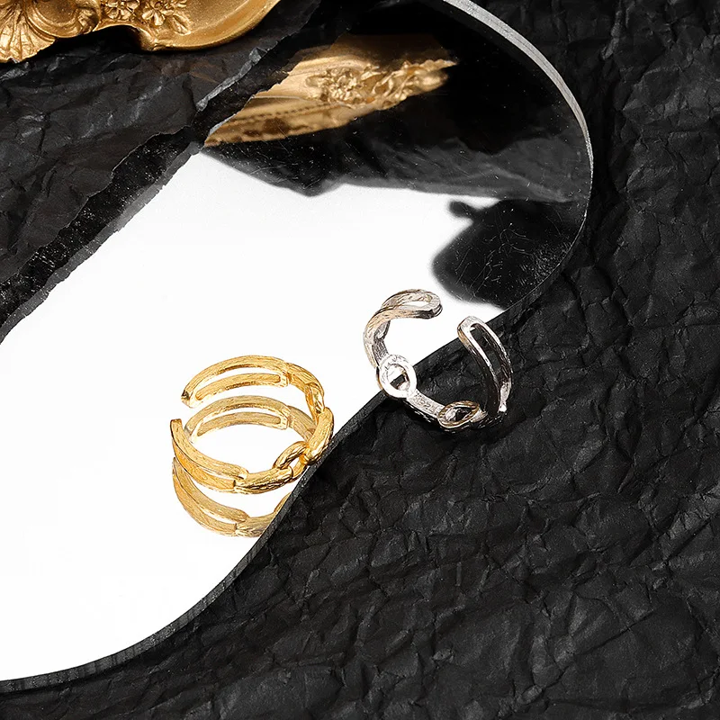 Модные ювелирные золотистые кольца для женщин, Новое поступление, 18K позолоченное кольцо с цепочкой