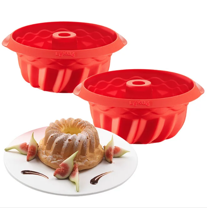 Reusable Silicone cake Mold Nonstick Fulted Molds Tube for Baking Fluted Tube Cake pan for Jello and Gelatin