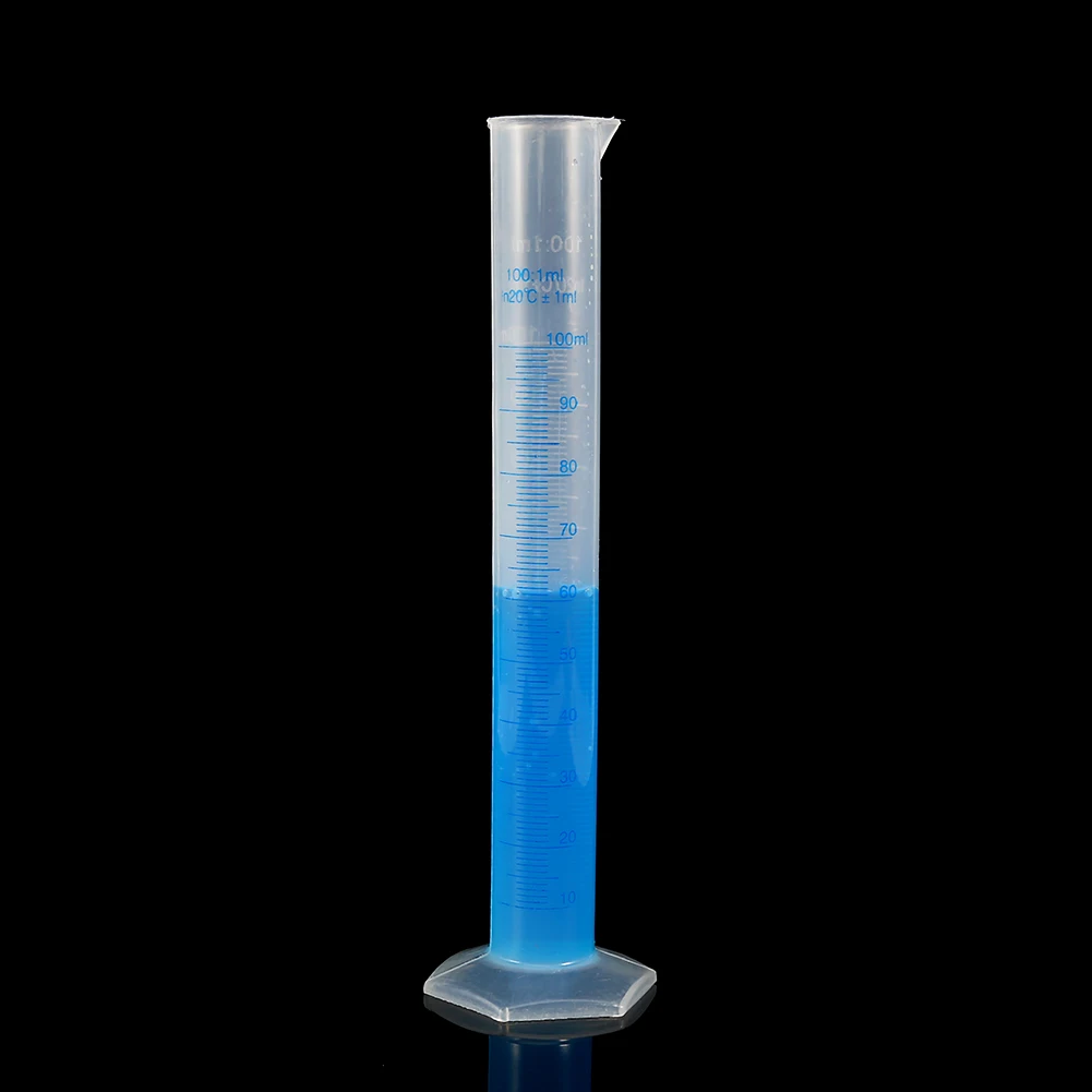 10/25/50/100/250ML Plastic Measuring Cylinder Laboratory Test Graduated Tube