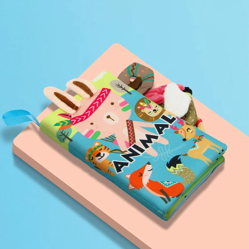 SeaMind On sale cute jungly animal design sensory bright colorful tail cloth fabric book for infants and toddlers perfect gifts