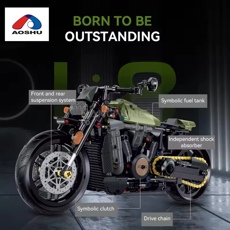 Classic Motorcycle Building Blocks Cruiser Motorbike Cool Model Technic Bricks Part Toys Sets for Kids