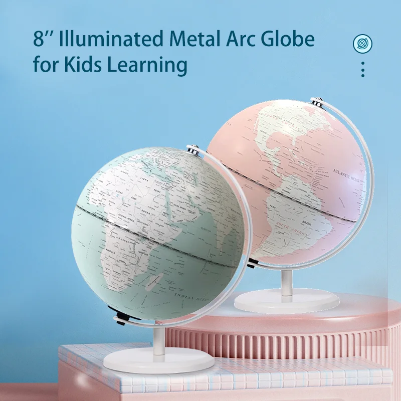 Illuminated AR Globe for Kids Learning  8' Small World Globe for Classroom Geography Educational Tool Gifts for Children