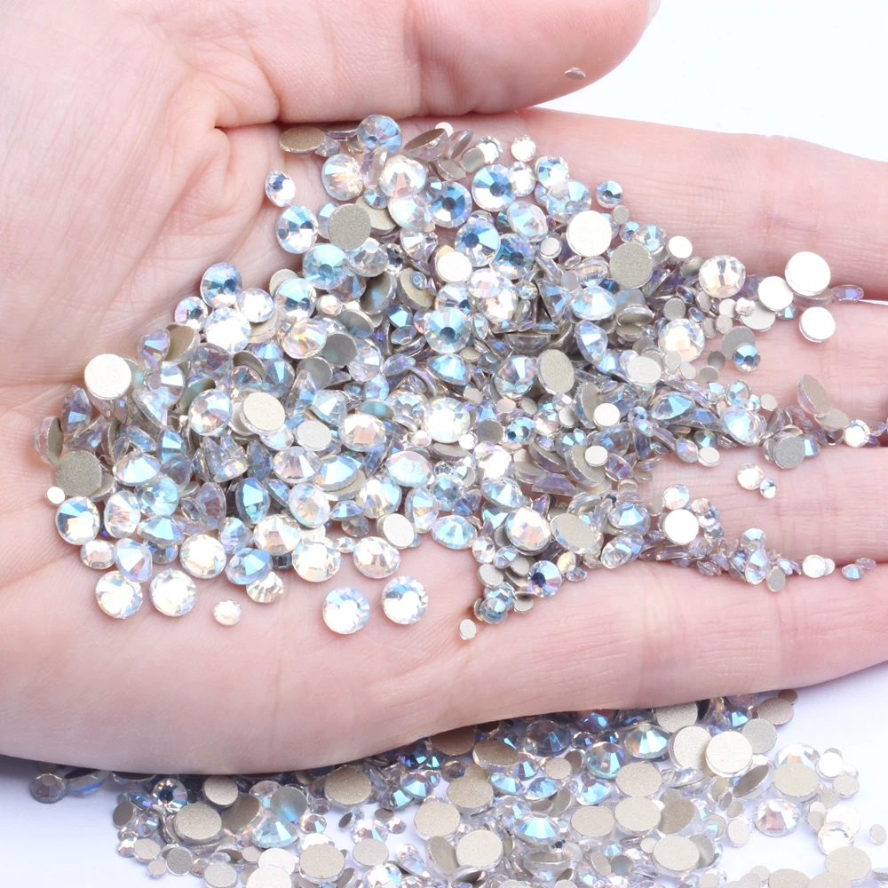 Wholesale Super Glitter SS4 14400PCS Crystal Stones Flat Back Nail Rhinestones 3D Non HotFix Nail Art Decorations Glass Manicure