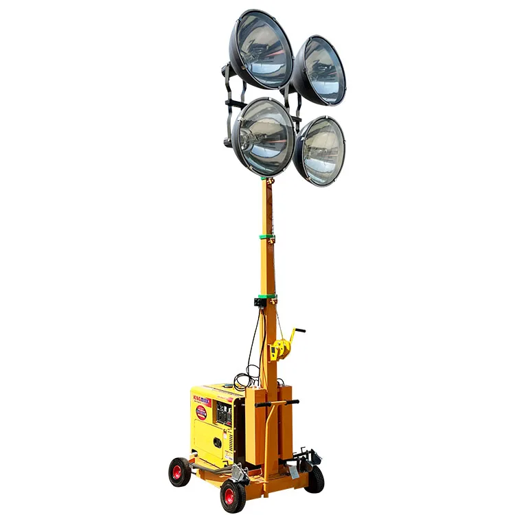 Durable trolley type lighthouse 4M 5M 6M mobile diesel power generation metal halide trolley type lifting lighthouse for sale