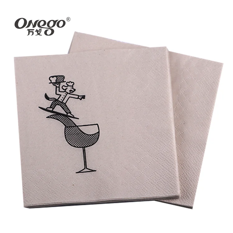 Color Custom Cocktail Print Everyday Napkins, 300 Cloth Like Paper Napkins With Rose Gold Line