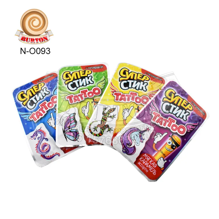 Mix fruity flavor CC Stick  powder candy with tattoo paper