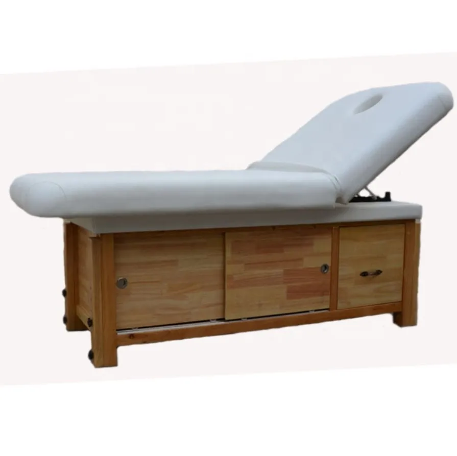 Modern Adjustable Spa Beauty Salon Cosmetic Eyelash extension chair Facial Treatment Table Solid Wooden Thai Massage Bed