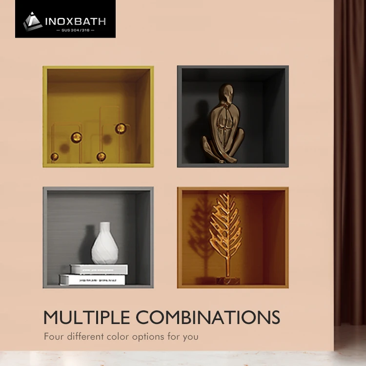 Gunmetal Handmade Wall Insert Waterproof Shower Metal Shelf 304 Stainless Steel Niches