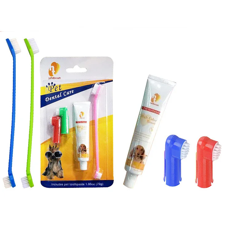Pet toothpaste dog oral cleaning supplies dental care tools dog toothbrush set toothpaste toothbrush 4-piece set