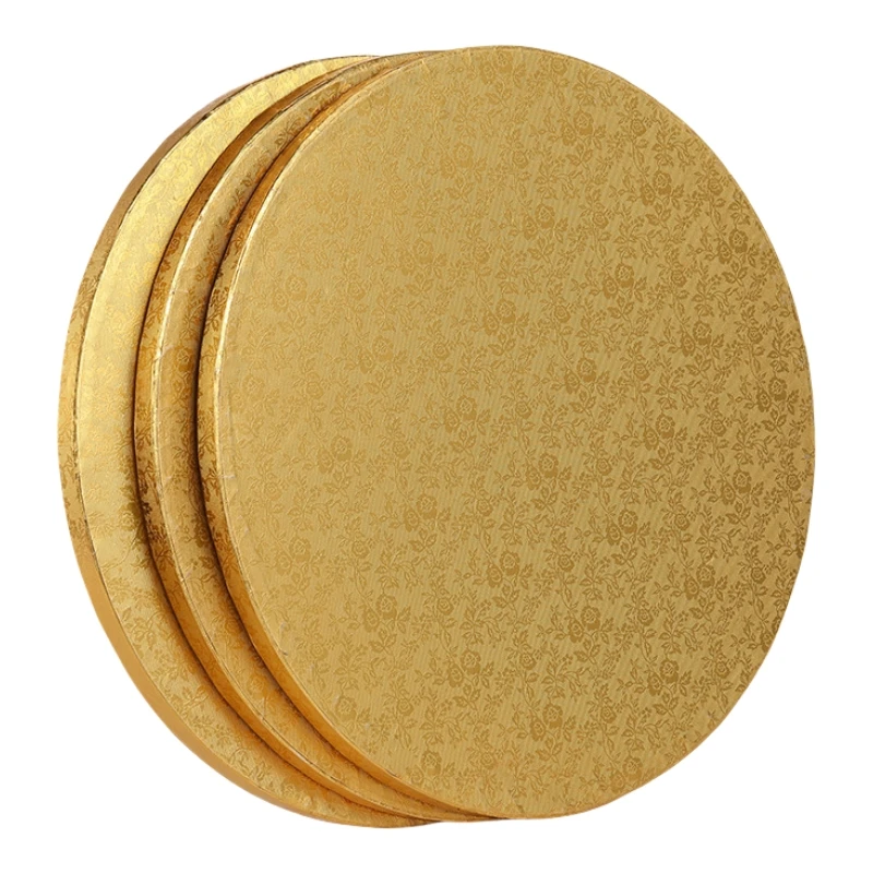 New Round Circle Plate Cake Board Custom Price High Quality Rose Gold White Durable Corrugated Cake Drum Board