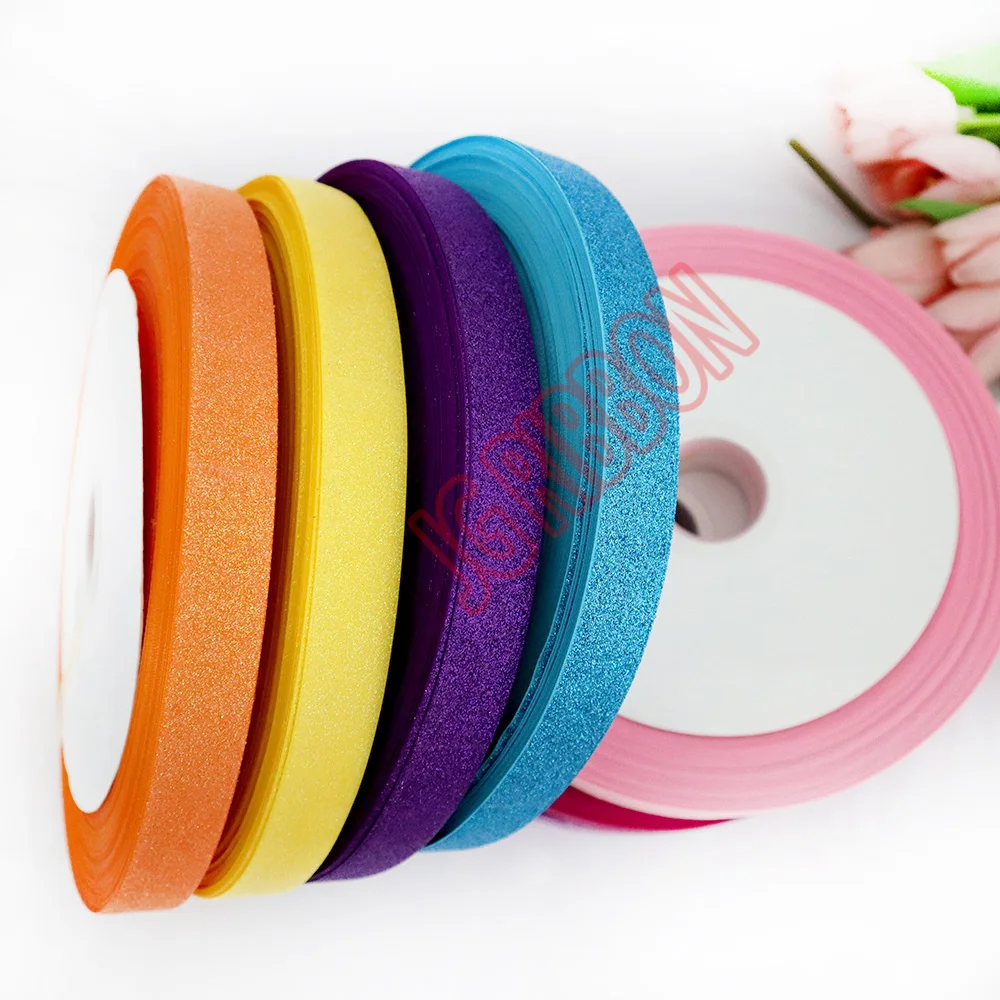Stock Sale 7/8  Colorful grosgrain glitter ribbon