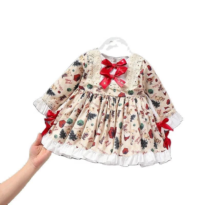 Baby Clothing Spanish Vintage Lolita Ball Gown Lace Bow Print Birthday Party Easter Eid Princess Dress For Girls