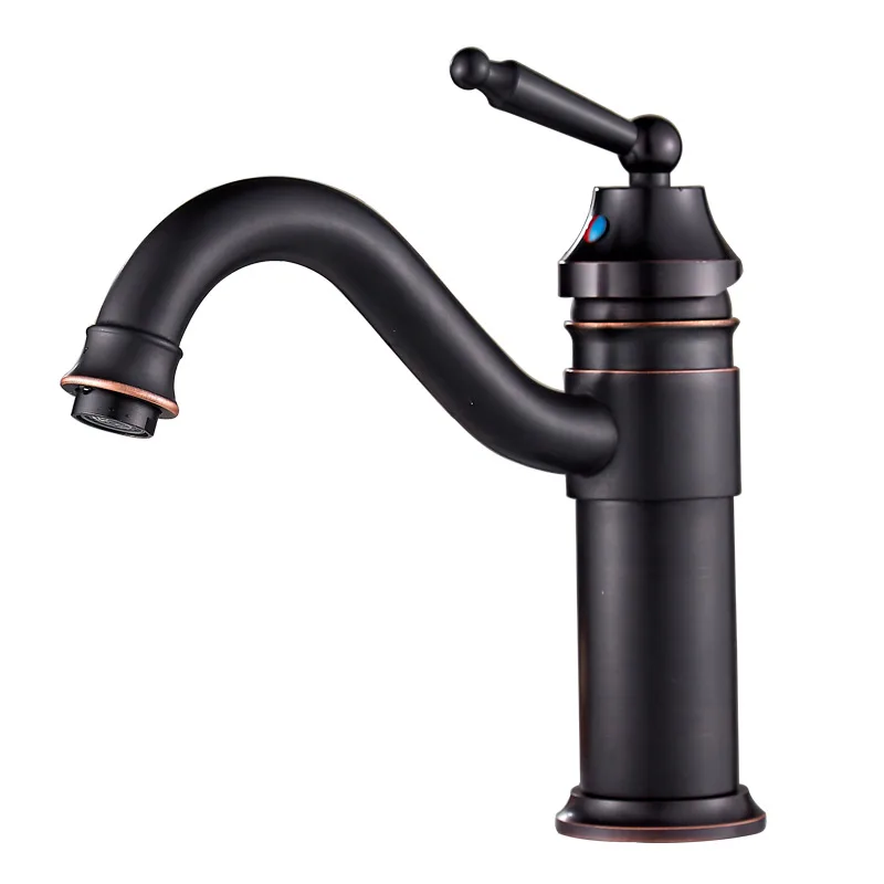 
Convenience rotatable brass antique basin mixer black-plated deck mounted bathroom basin faucets 