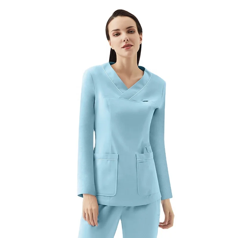 Fashion Colors Designs Strech Uniforme Suits Sets Women Nurse Medical Scrubs Comfortable Hospital Uniforms Stylish Silicon Silk