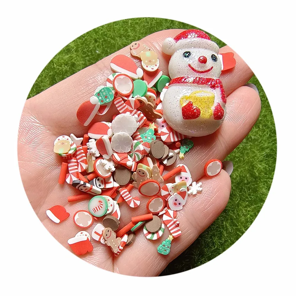 Diy Handmade Products Add Ons Slime Polymer Clay Sprinkles Christmas Clay Slices Hat Gingerbread Candy Can Trees Snowman Charms