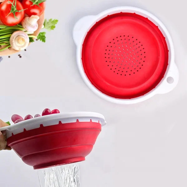 Most Popular Food Grade Collapsible Sink Colanders and Strainers Basket Foldable Silicone Fruit Storage Basket