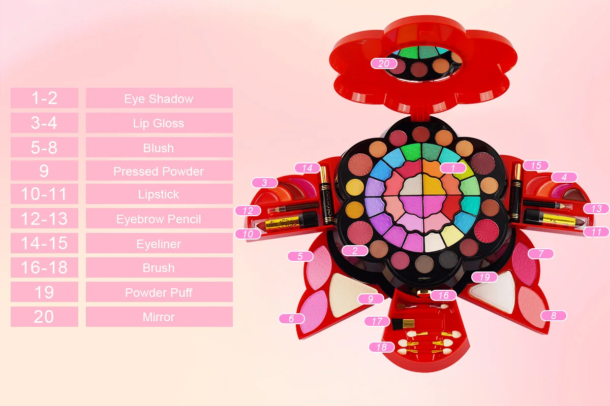 Flower shape Cosmetics Gift Beauty Tool Kit Eye Shadow Palette Colorful Makeup Full Kit Professional Cosmetics Makeup Set