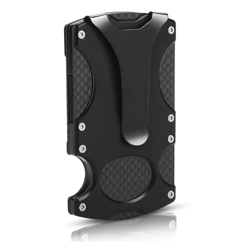 Тонкий Алюминиевый бумажник из углеродного волокна, портативный маленький бумажник для кредитных карт, Алюминиевый бумажник с блокировкой RFID, металлический бумажник