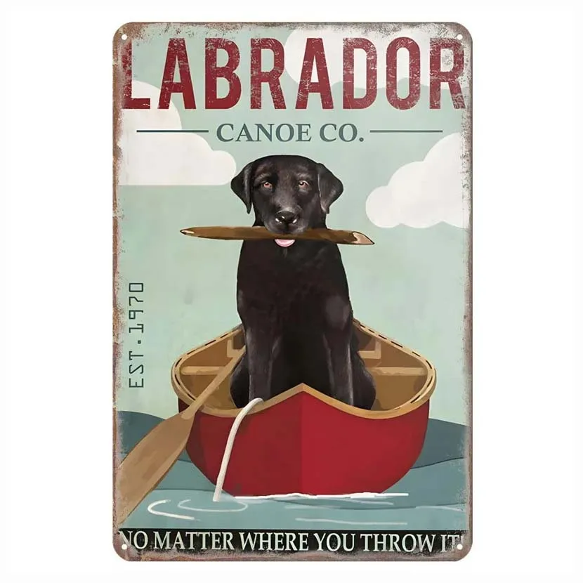 Dogs Metal Tin Signs Labrador Pug Wall Posters Plaque Sign Vintage Iron Painting Decoration for Home Cafe Living Room Club Bar