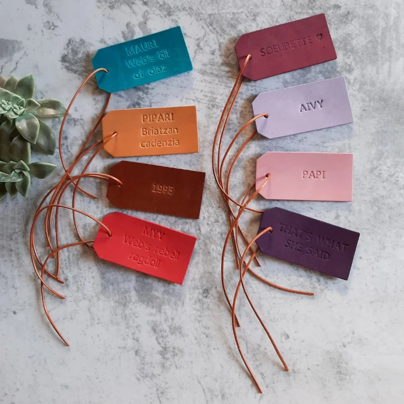 personalised leather gift tag embossed name tag customize leather labels multifunctional luggage tags bags decor accessories