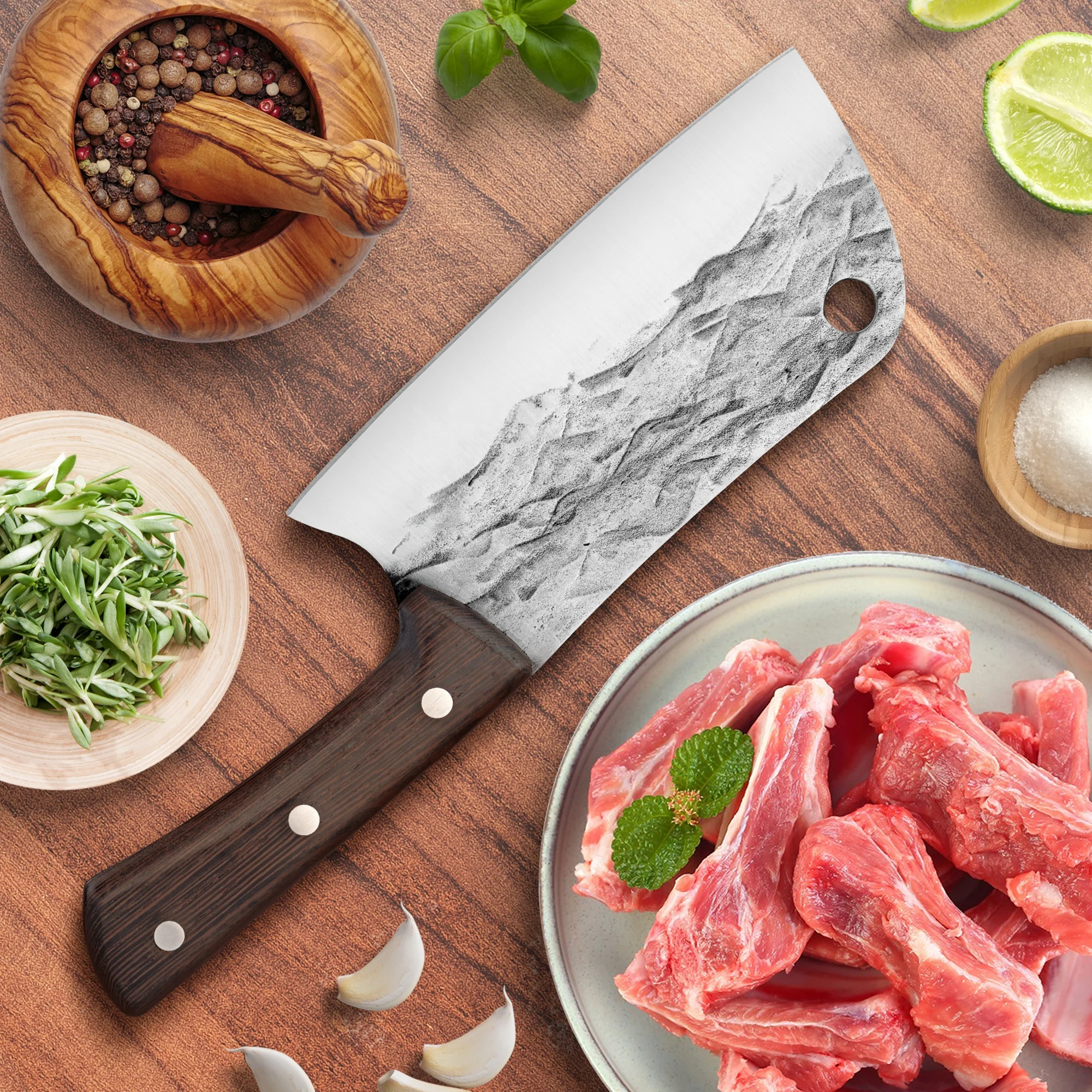 Wenge Wood Handle Full-Tang Super Heavy Duty 6 Inch Mini Cleaver Kitchen Boning Knife Chinese Knives With Gift Box