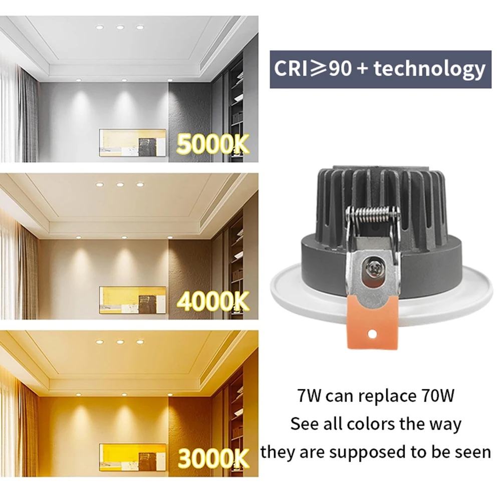 KNX Control Smart Lighting Flicker Free Technology Cutout75mm 7W Dimmable COB LED Anti-glare Downlight