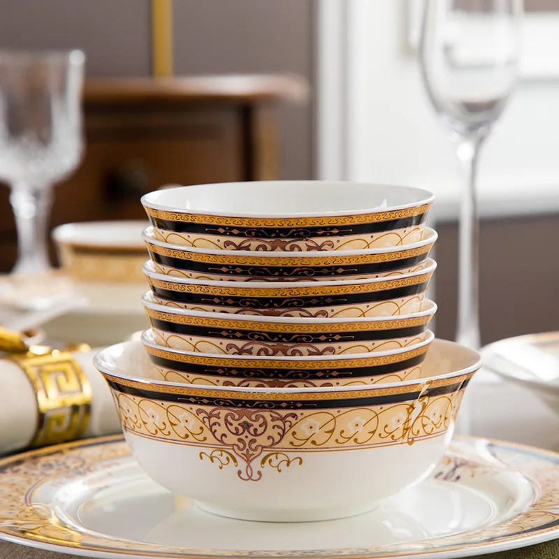 North American bowl and dish set family ceramic tableware set bone China plate European bowl combination tableware set