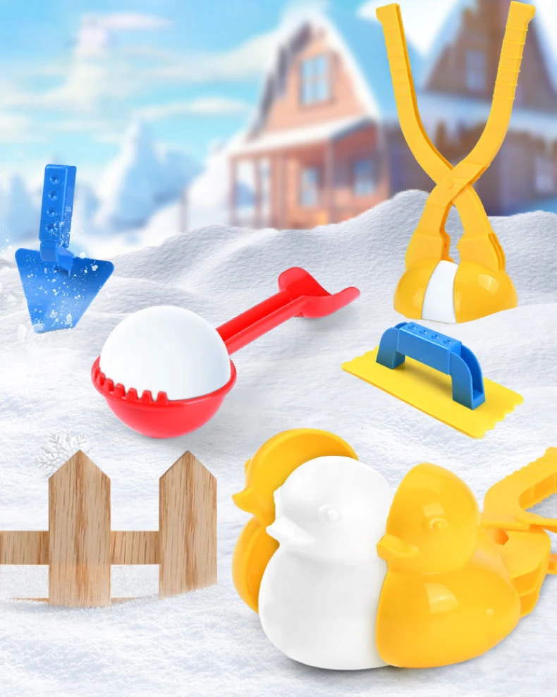Winter Outdoor Interaction Game Shark Snowball Launcher Gun Toy Kid Clamp Snow Ball Grasping Clamps Tool Multi-shape Cartoon Toy