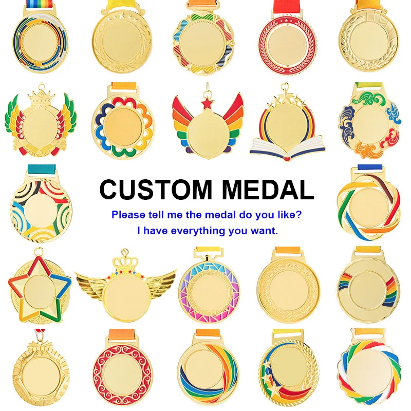 Medal Manufacturer Wholesale Custom Sublimation Blank Metal Gold Award Trophies and Medals Sports Custom Karate Taekwondo Medals