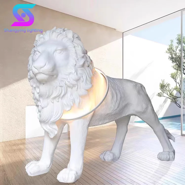 Or Outdoor Chandelier Lamp Sculpture Floor Lamp Resin Statue Glass Customization Modern Lion in Love Indoor LED Metal Iron 90