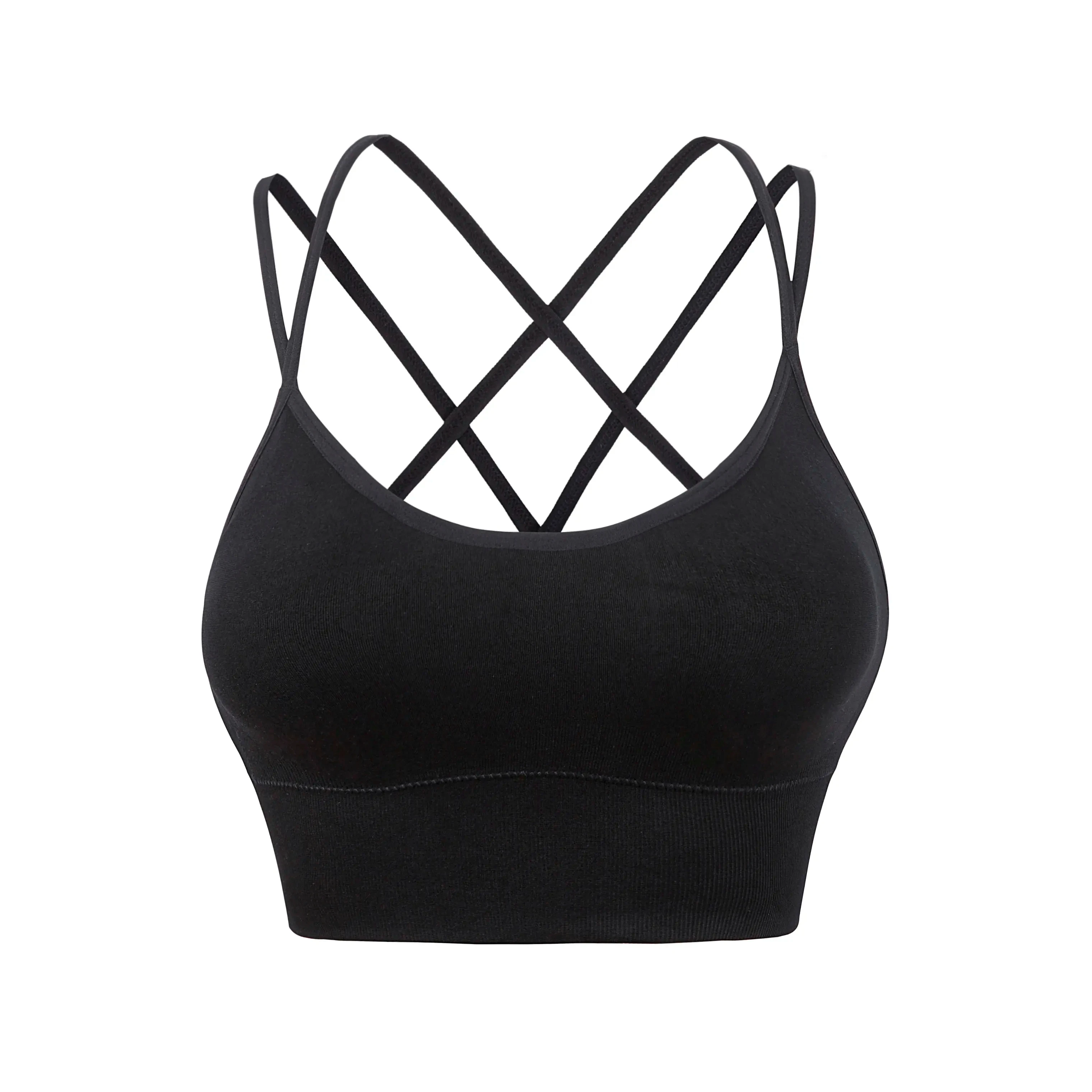 Yoke DME Custom OEM Thin Shoulder Strap Wirefree Fit Sujetador Deportivo Seamless Sports Bra Fitness Gym Yoga Bra For Womens
