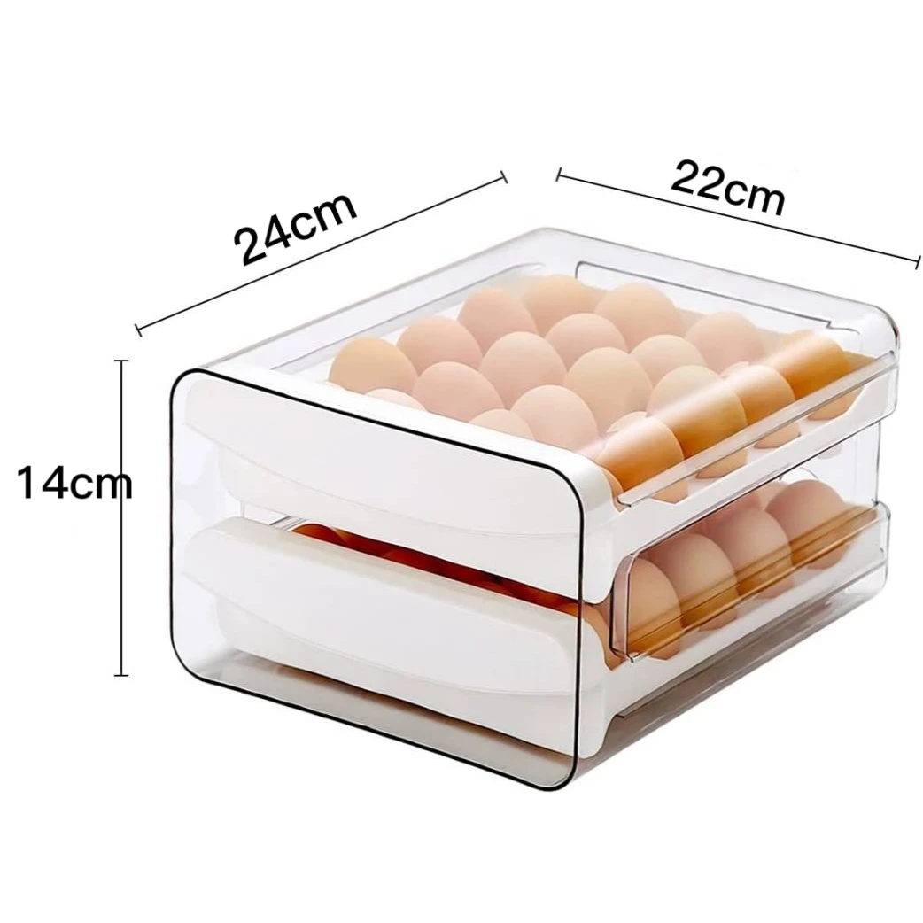 32 Grid Retain Freshness Refrigerator Food Container Packing Box Tray Double Layer Egg Storage Drawer Box