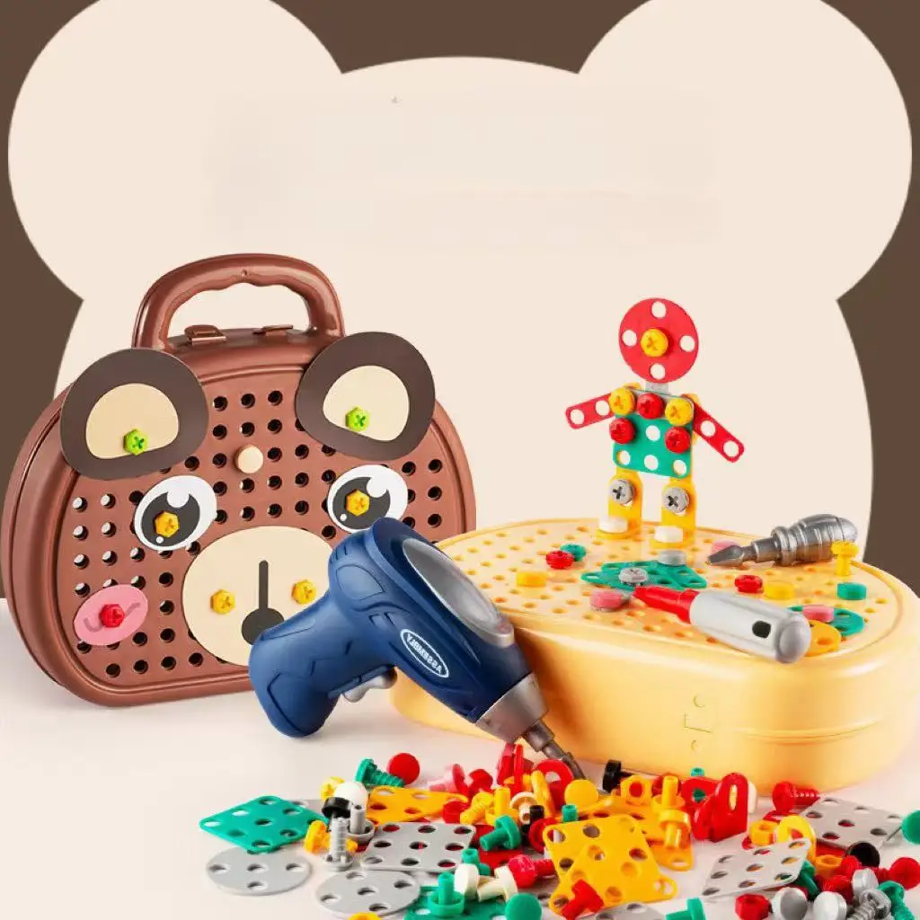 Children Drill Toolbox Driller Games Tool Toy For Boys 4 6 Years Old Screw Puzzle Kid Pretend Play Toys Gift