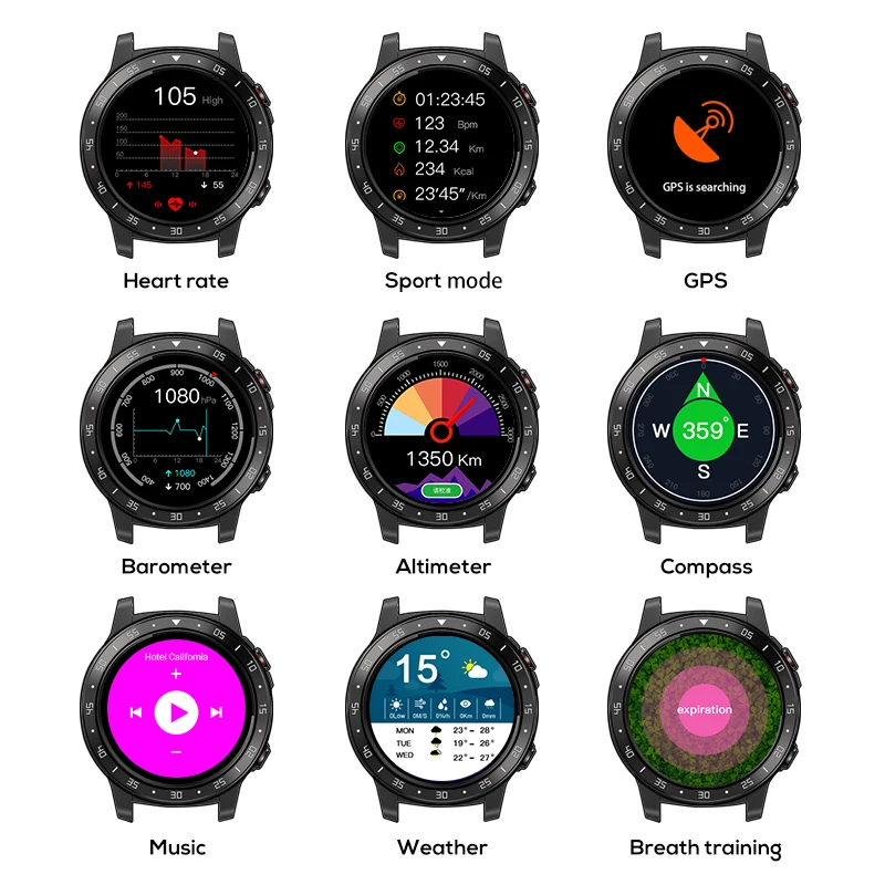 NEW NORTH EDGE Smart Sports Health Watch GPS Blood Pressure Heart Rate Altitude Air Pressure Compass BT Phone Smart Watch