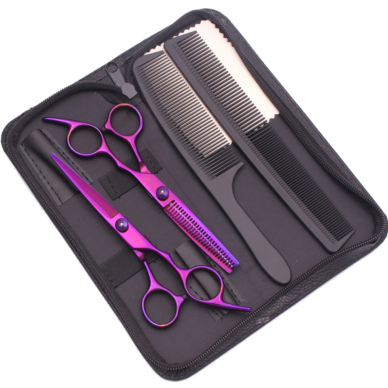 Hairdressing Scissors 6' Japan Stainless Black Hair Cutting Scissors Thinning Shears Hair Scissors Haircut Set Combs C1001