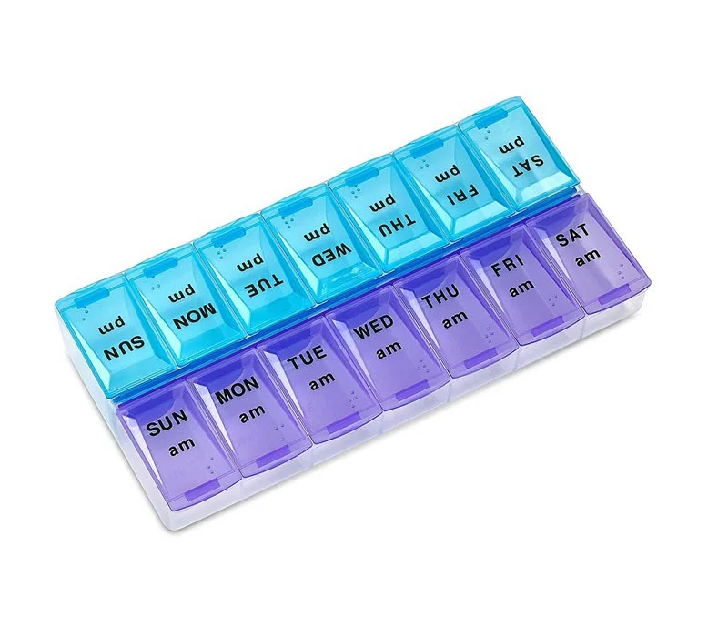 Customizable pill storage cases double-row box for capsules and pills 14days