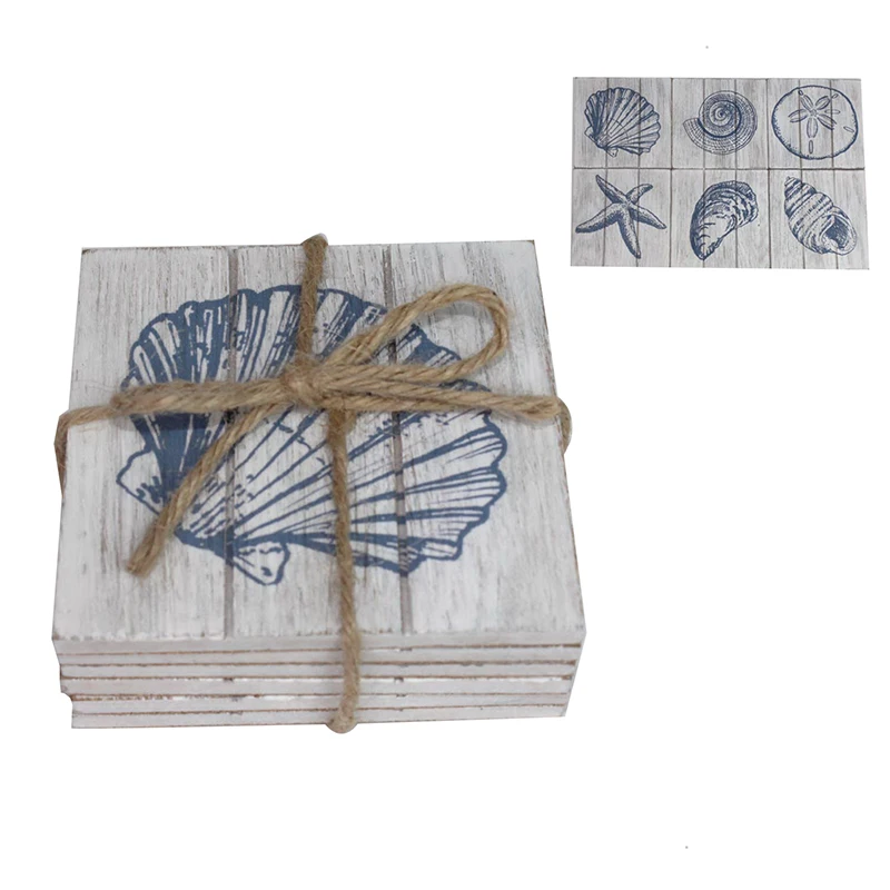 Деревянная рифленая набивная ракушка Морская звезда в прибрежном стиле