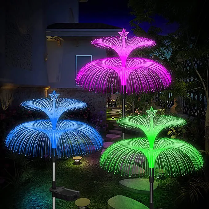 Newish Outdoor Waterproof 7 Color Changing Solar Double Jellyfish Garden Lights for Walkway Lawn Backyard Jellyfish lamp