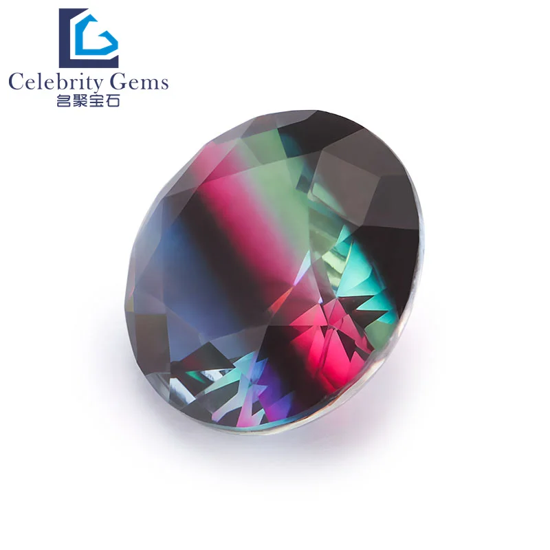 Synthetic gems wholesale factory direct sales gradient glass round synthetic tourmaline loose stone